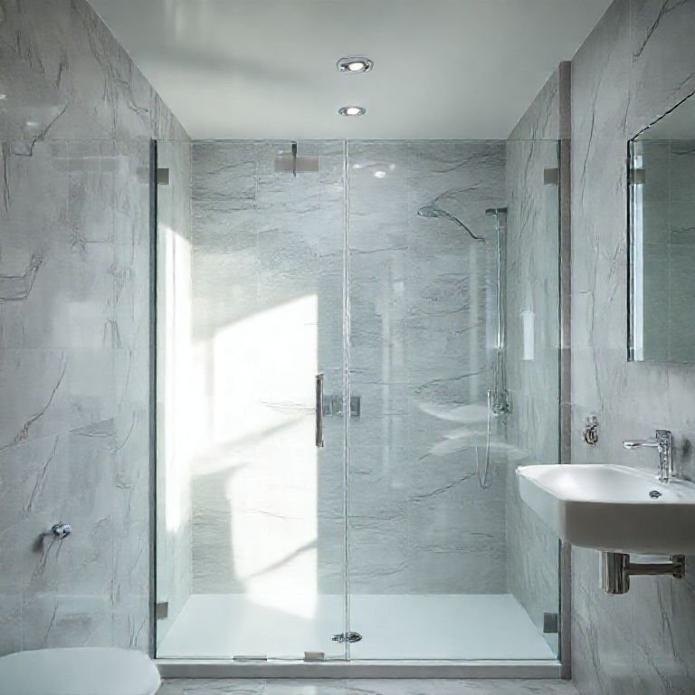 Box de vidro em um banheiro moderno e elegante.