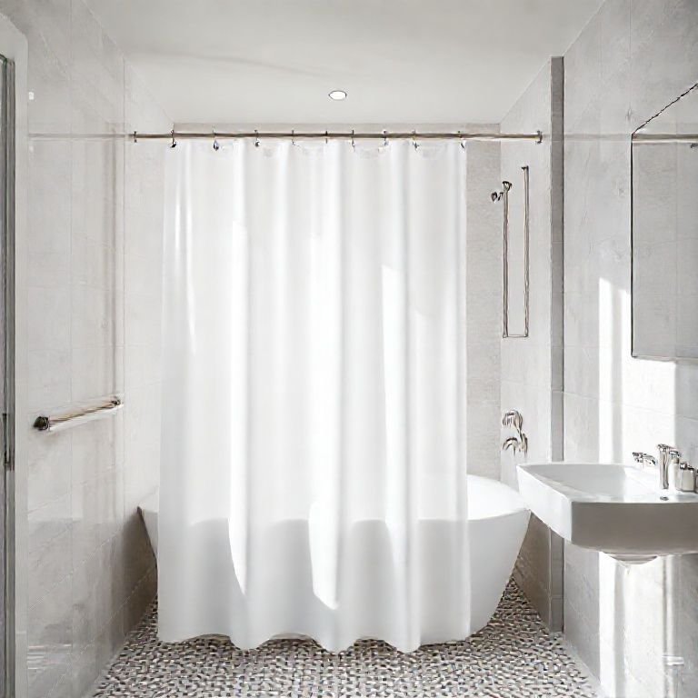 Cortina de box moderna em banheiro elegante.
