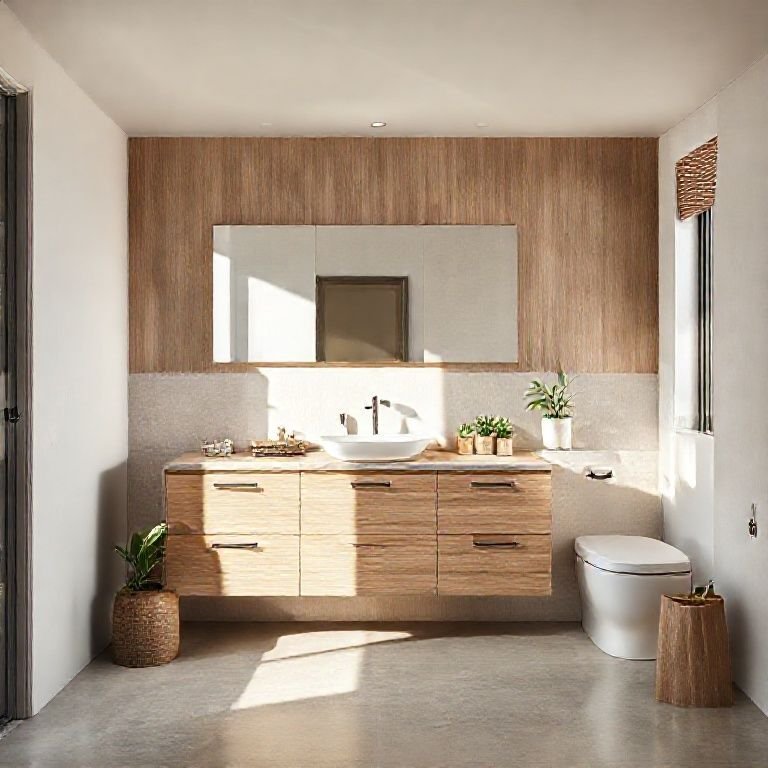 Elegante balcão de banheiro de 80cm com design brasileiro e iluminação natural.