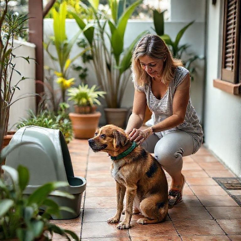 Escolhendo um local estratégico para o banheiro do cachorro.
