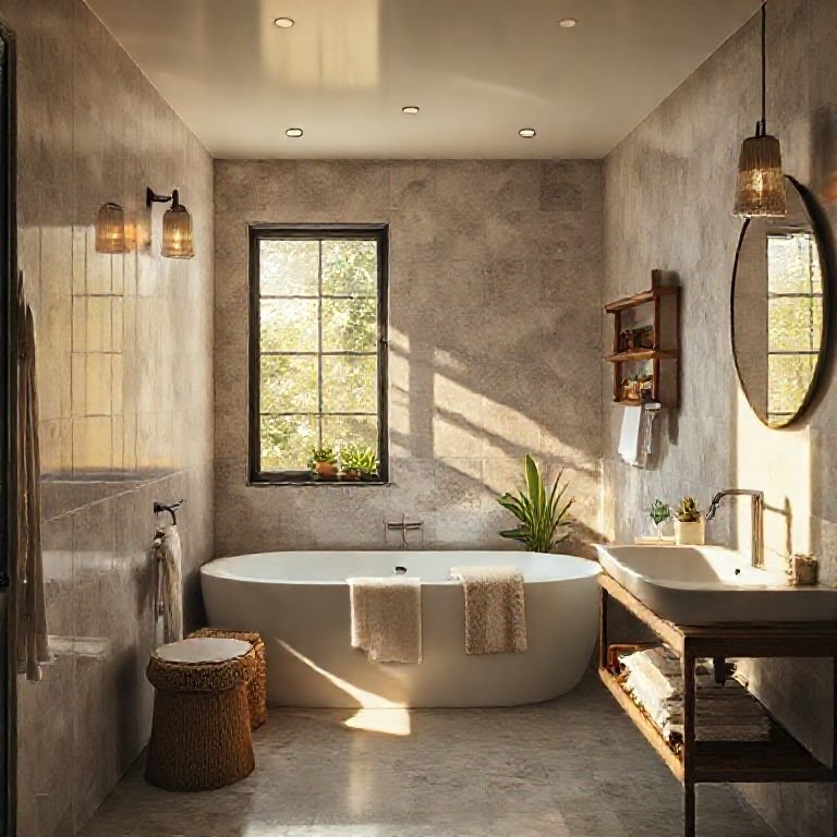 Iluminação criando o ambiente perfeito no banheiro.