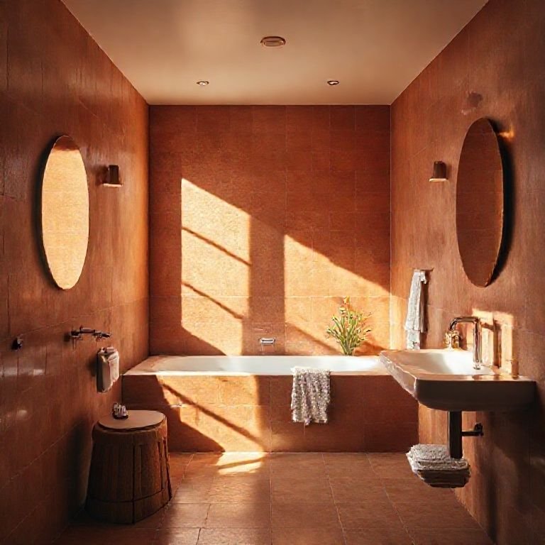 Iluminação ideal para banheiro com terracota.