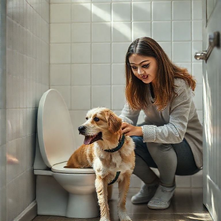 Levando o cachorro ao banheiro nos horários de costume.