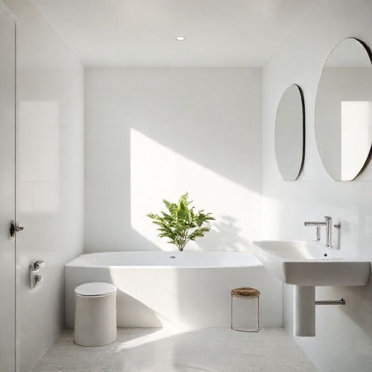 Planta adicionando vida e frescor em banheiro minimalista.