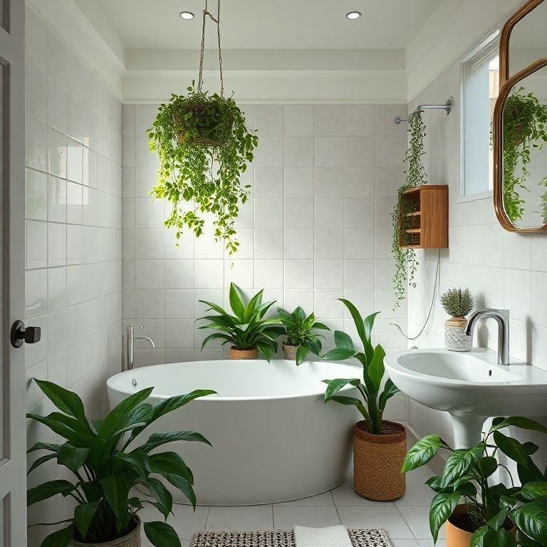 Plantas para um toque de natureza no banheiro infantil.