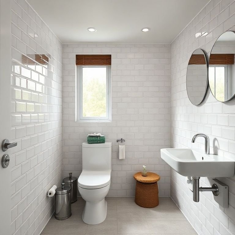 Revestimentos acessíveis e charmosos para um banheiro moderno.