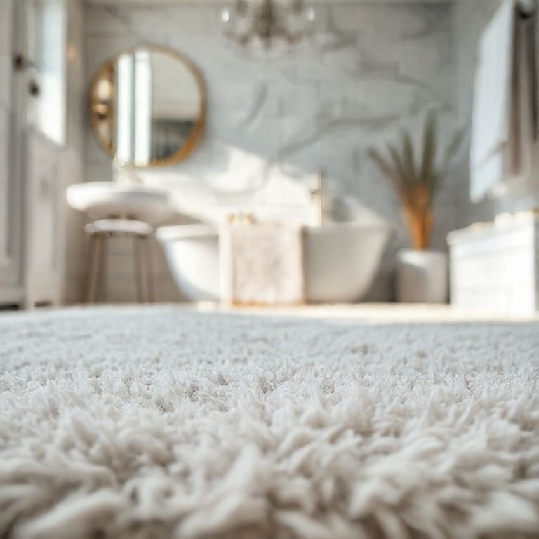 Tapete macio e confortável no banheiro.