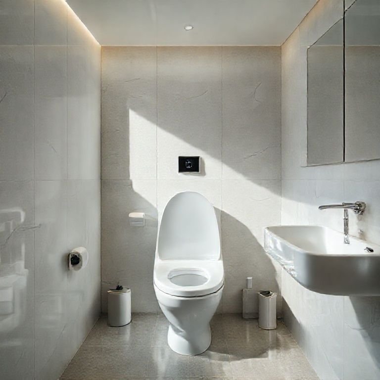Vaso sanitário inteligente em um banheiro japonês moderno.