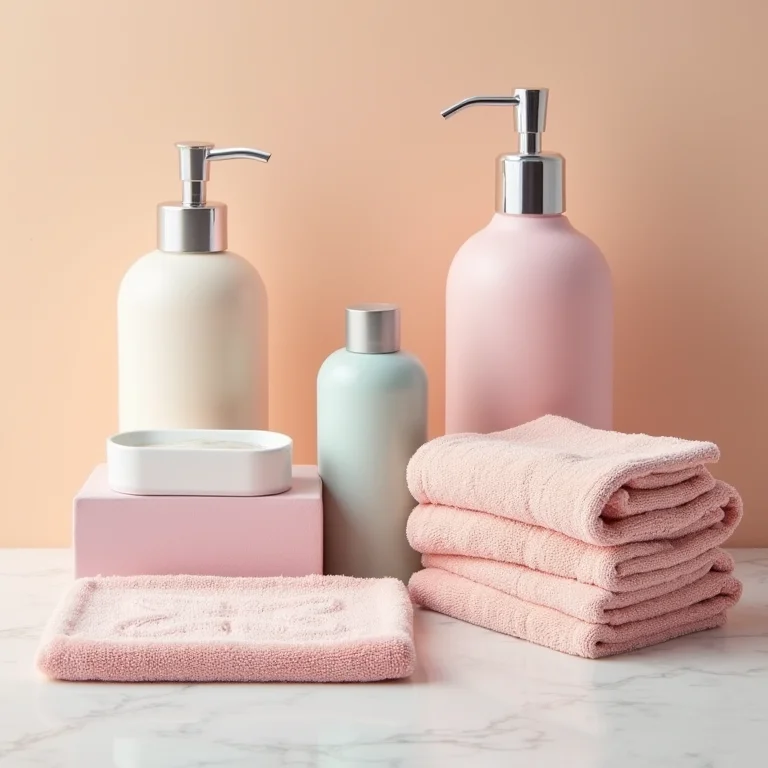 Acessórios coloridos em banheiro retrô