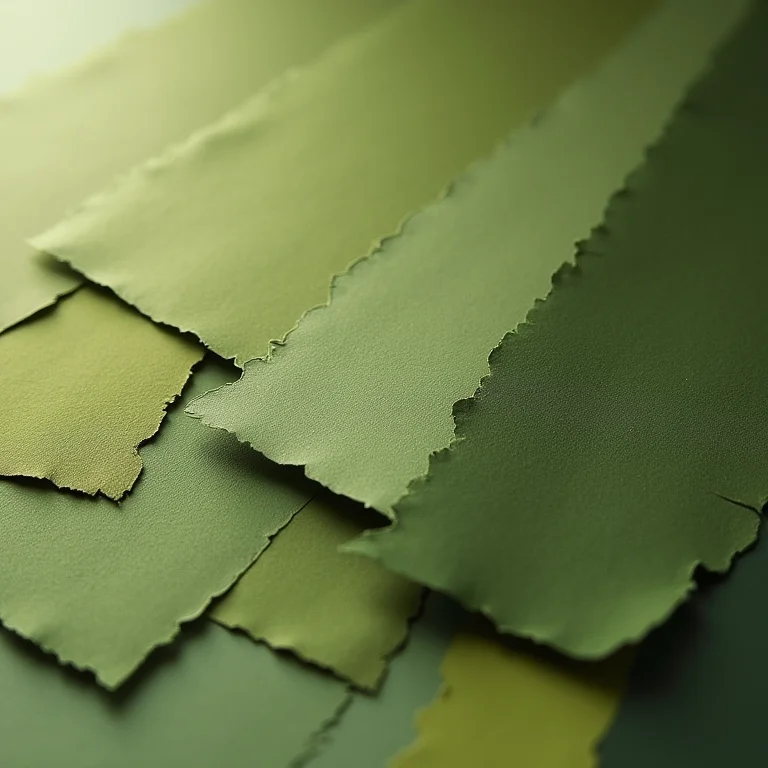 Amostras de cores verde oliva