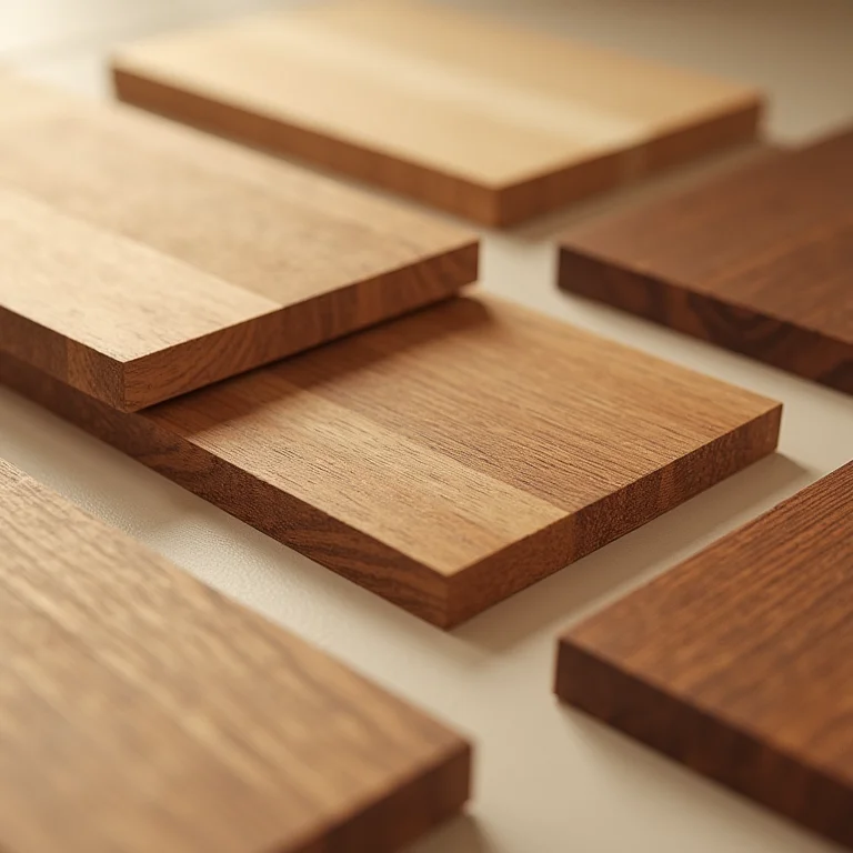 Amostras de diferentes tipos de madeira para ripado