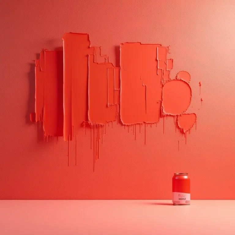 Amostras de diferentes tons de tinta vermelha em uma parede texturizada