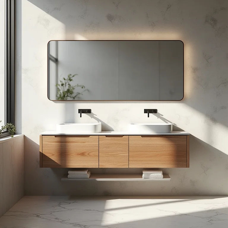 Amostras de materiais e acabamentos para gabinetes de banheiro