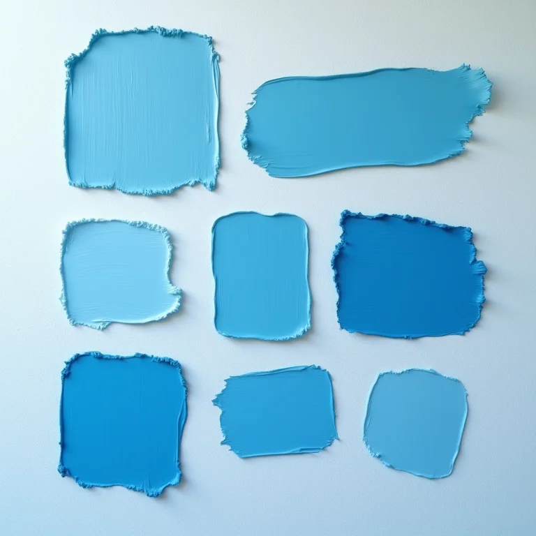 Amostras de tinta azul para banheiro