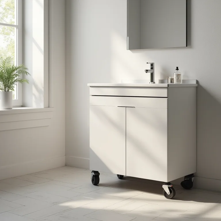 Armário com rodízios em banheiro moderno