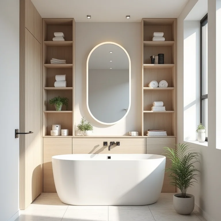 Armazenamento inteligente em banheiro pequeno