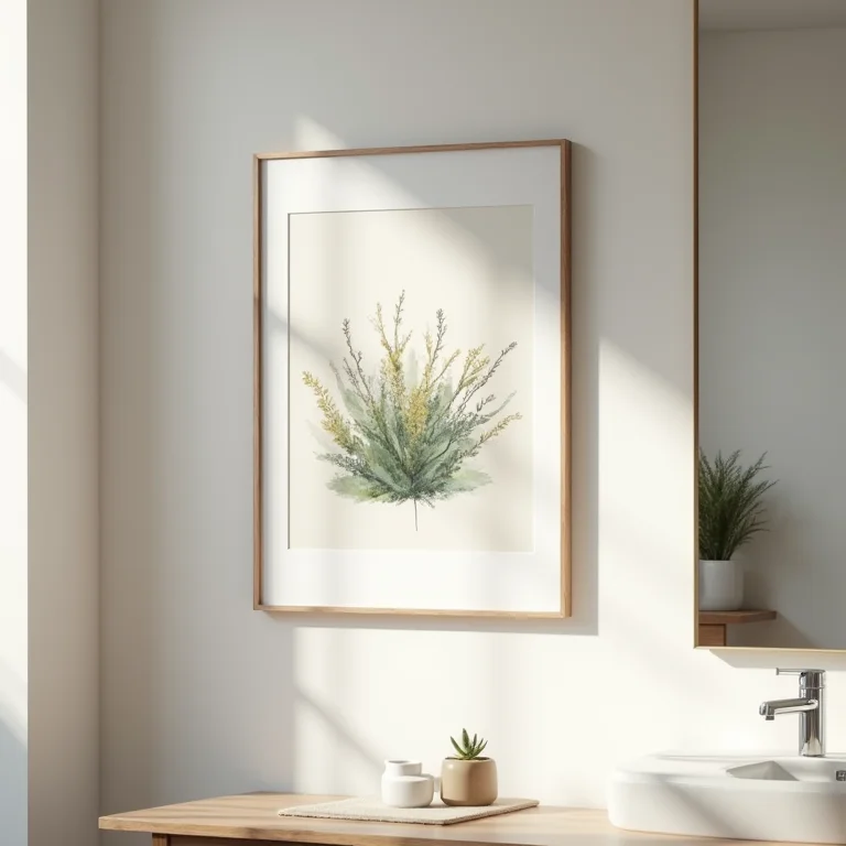 Arte e personalidade no banheiro rústico.