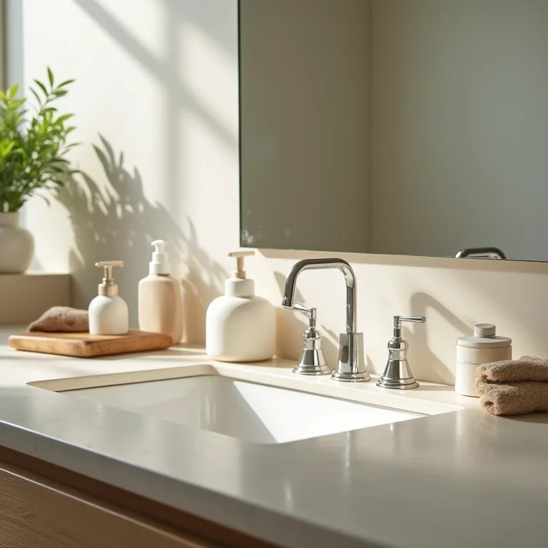 Bancada de banheiro bagunçada