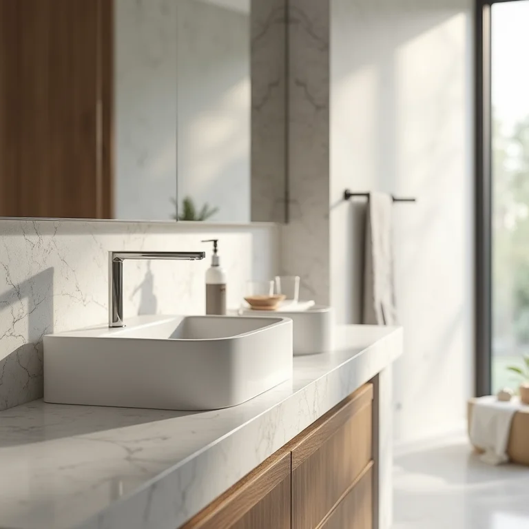 Bancada de granilite com cuba moderna.