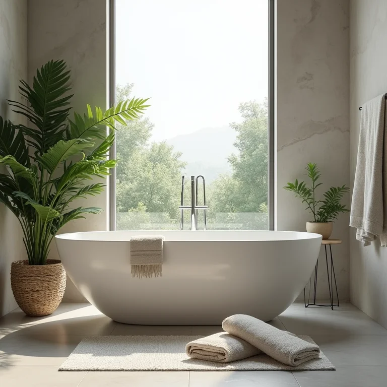 Banheira como protagonista com vista para a natureza