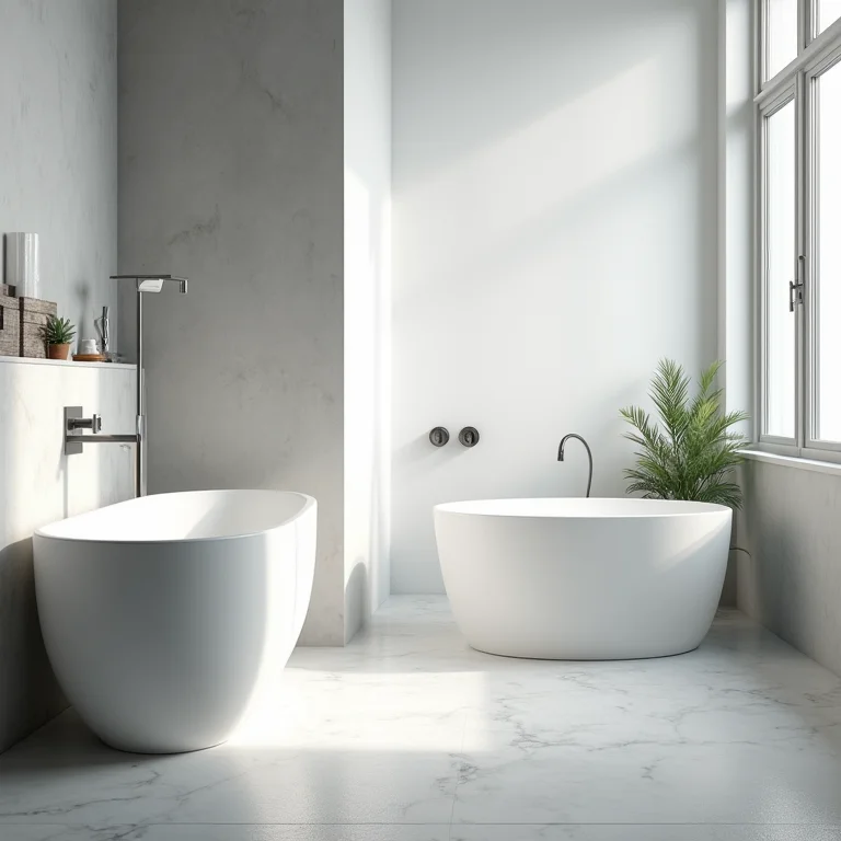 Banheiro cinza claro com iluminação natural