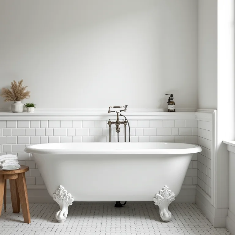 Banheiro clássico com azulejo metro white