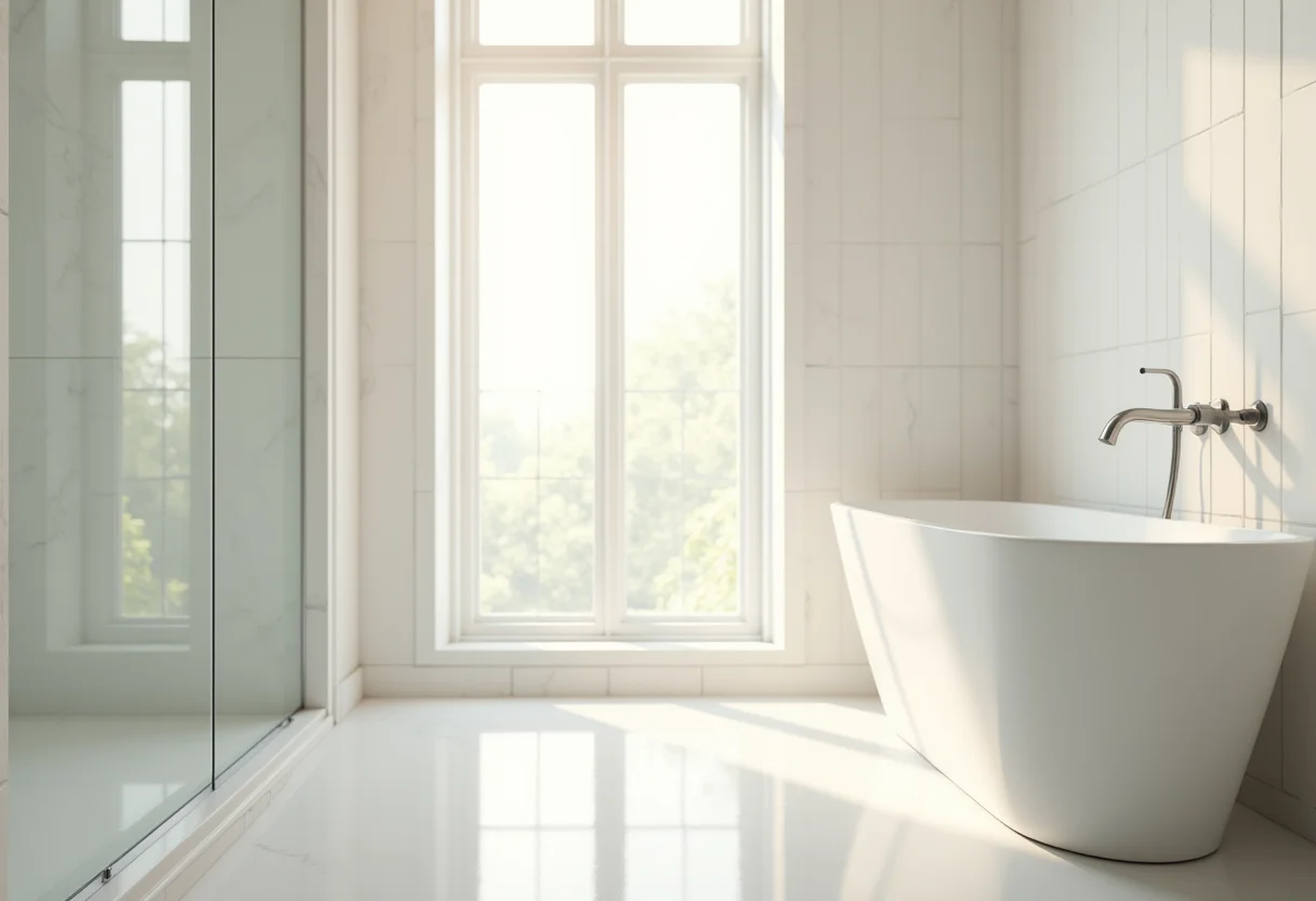 Banheiro clean e bem iluminado com luz natural