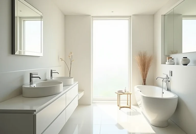 Banheiro clean e organizado com luz natural