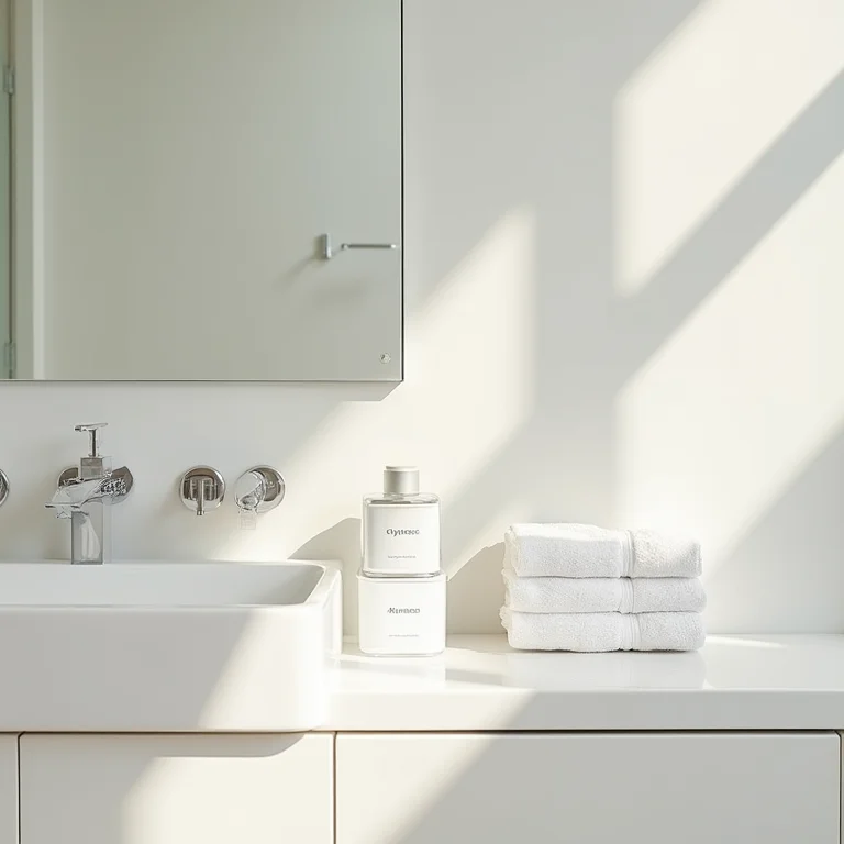 Banheiro com design clean e funcional