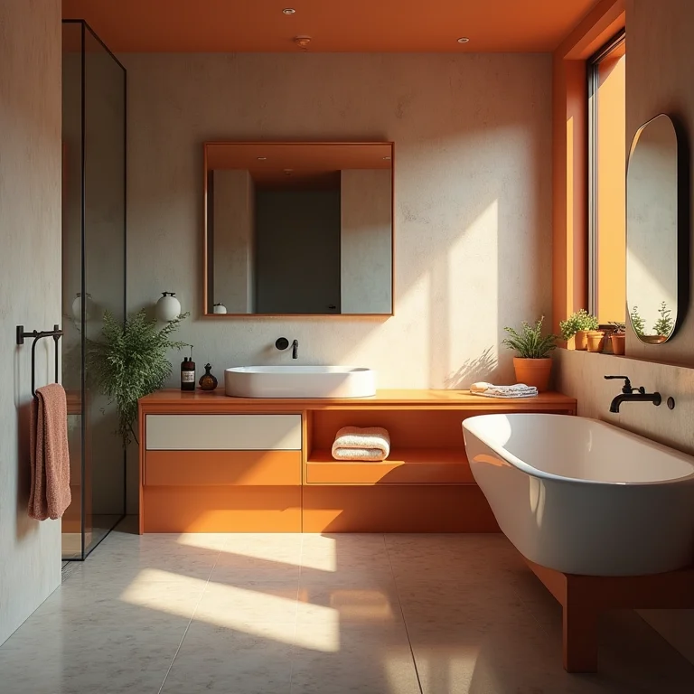 Banheiro com divisão de cores exagerada