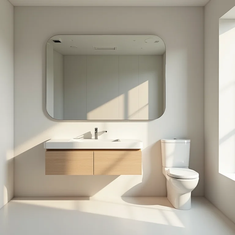 Banheiro com elementos desproporcionais