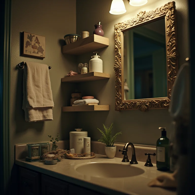 Banheiro com excesso de objetos à vista