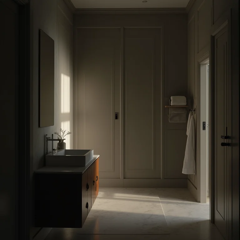 Banheiro com iluminação inadequada e sombras