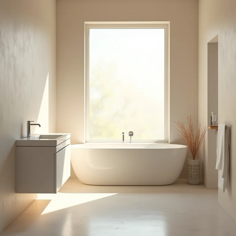 Banheiro com iluminação natural proporcionada por uma janela 50x50.