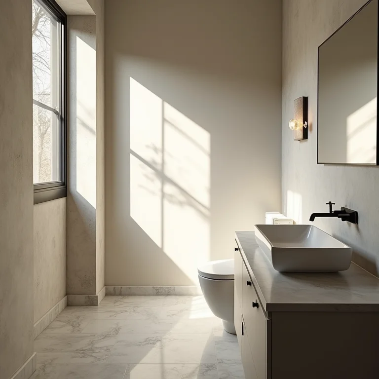 Banheiro com luz natural e artificial