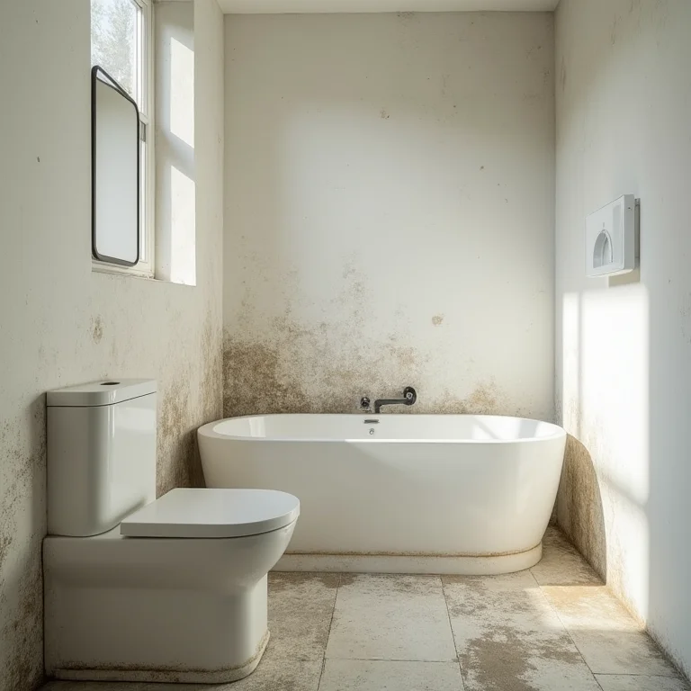 Banheiro com mofo e umidade devido à má ventilação