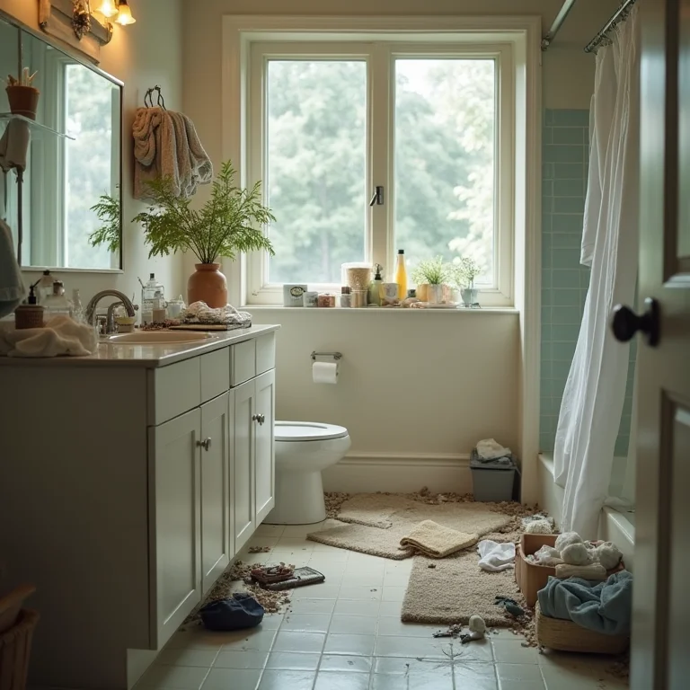 Banheiro desorganizado e pouco funcional