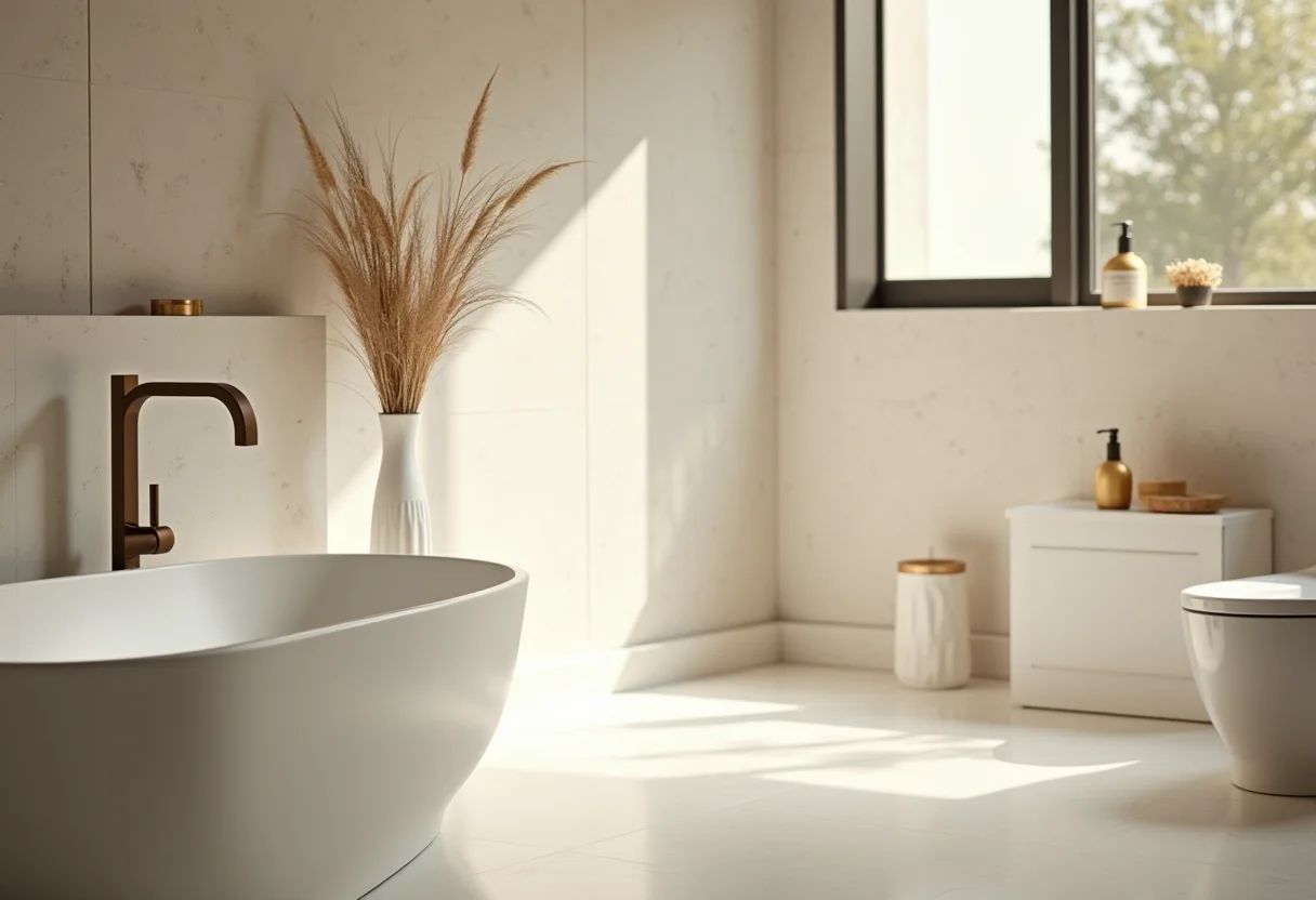 Banheiro dos sonhos com iluminação suave e decoração elegante