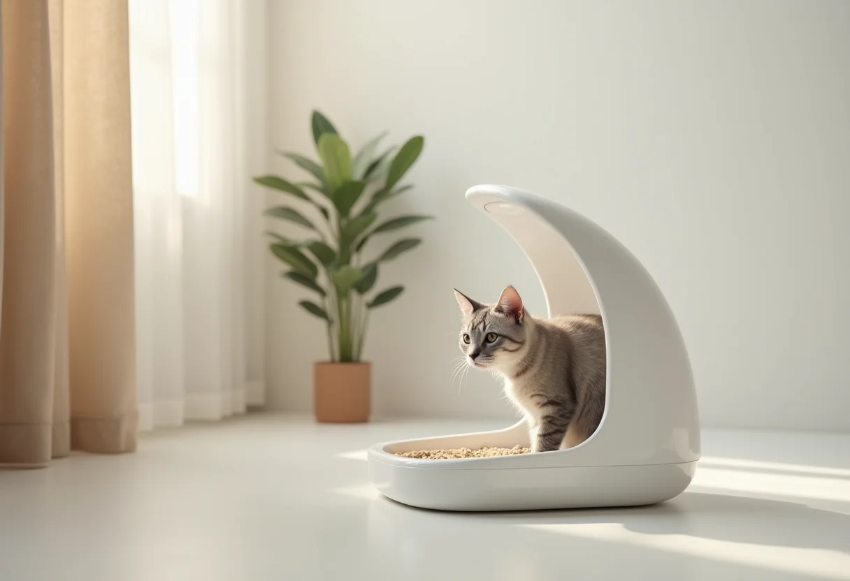 Banheiro gato automático moderno e higiênico