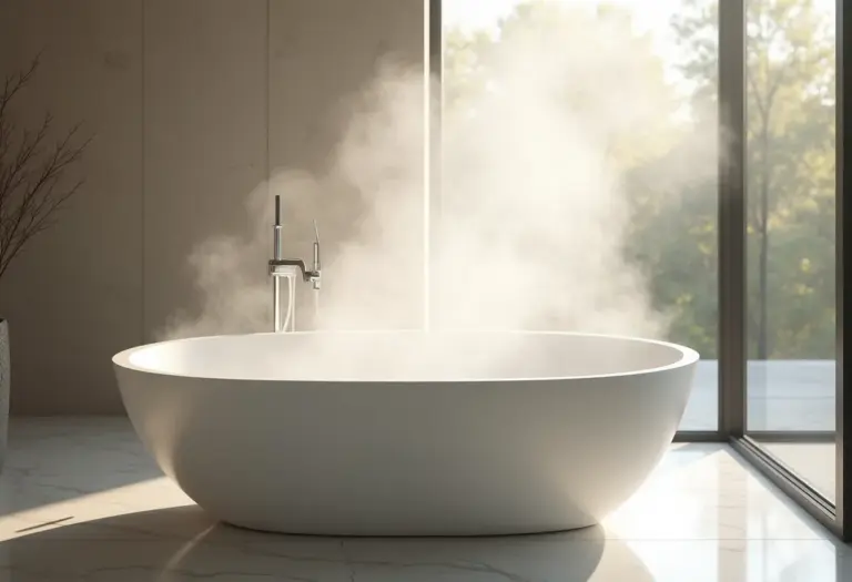 Banheiro luxuoso com banheira de hidromassagem para relaxamento em casa