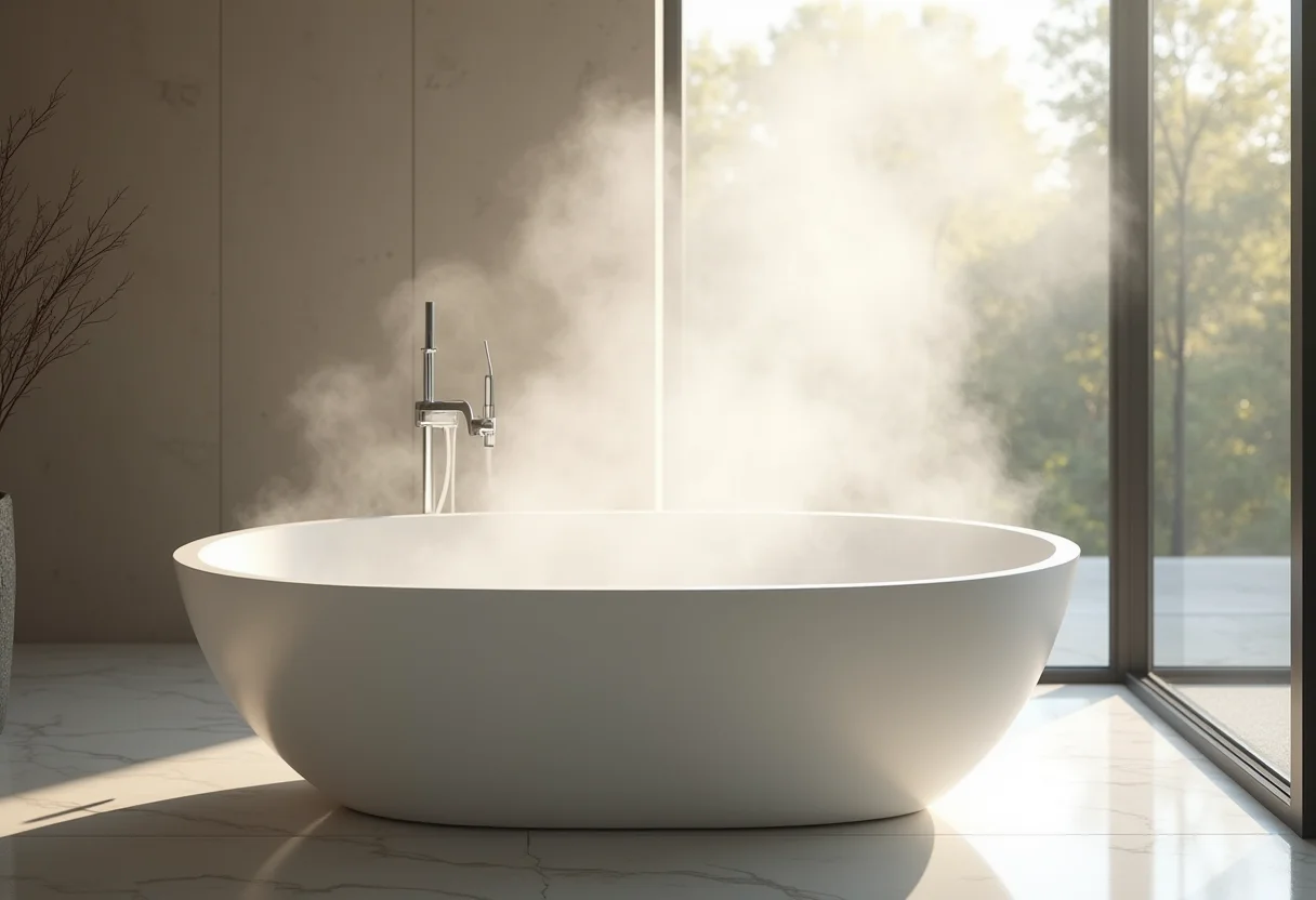 Banheiro luxuoso com banheira de hidromassagem para relaxamento em casa