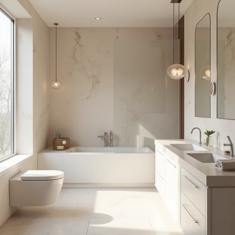 Banheiro moderno com granilite atemporal