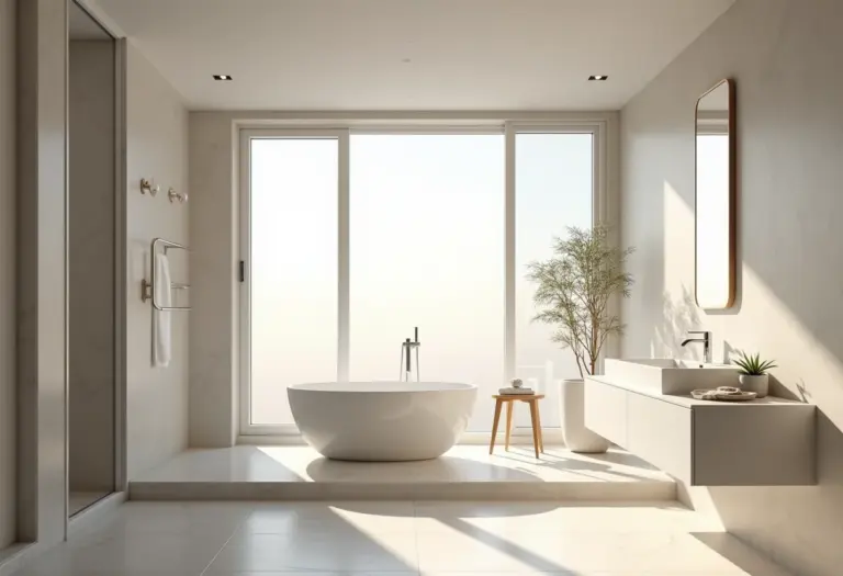 Banheiro moderno com janela basculante 60x60