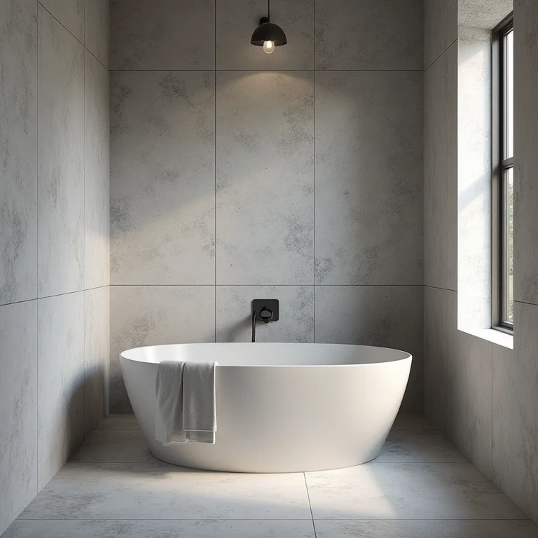 Banheiro moderno com rejunte cinza