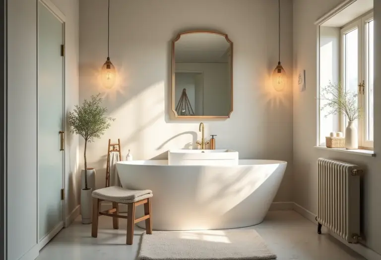 Banheiro pequeno com design inteligente e luz natural