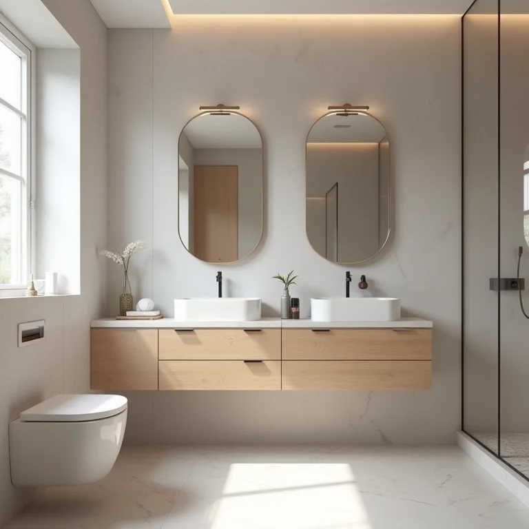 Banheiro pequeno com soluções inteligentes para maximizar o espaço