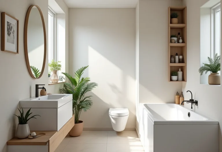 Banheiro pequeno otimizado com design inteligente