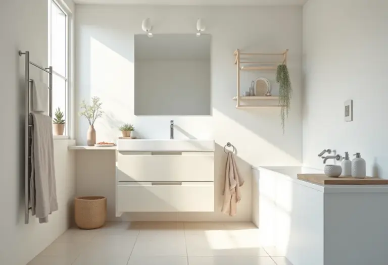 Banheiro pequeno otimizado com design inteligente