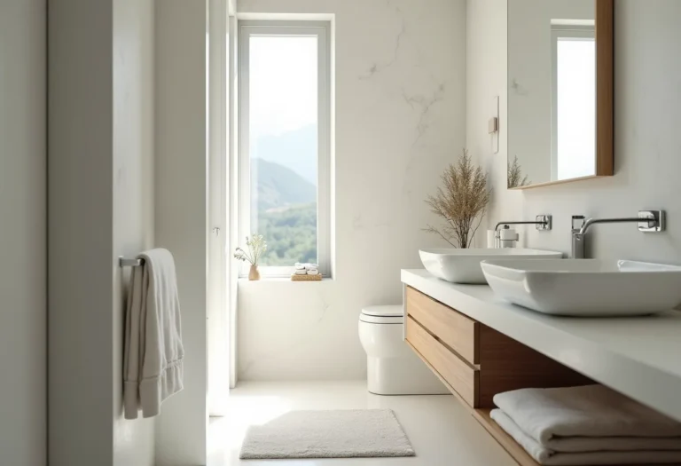 Banheiro planejado pequeno com soluções inteligentes de organização