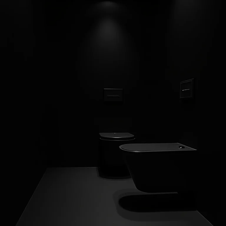 Banheiro preto com iluminação inadequada